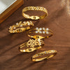 Women’s Stainless Steel Bracelet With Flower And Heart Pattern Zircon Rhinestone Accents And 18K Vacuum Plated Finish