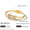 Women’s Stainless Steel Bracelet With Flower And Heart Pattern Zircon Rhinestone Accents And 18K Vacuum Plated Finish