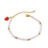 Women's Stainless Steel Bracelet With Fruit And Geometric Pattern And Strawberry Pendant Electroplated