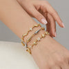 Women's Stainless Steel Bracelet With 18K Gold Plating Five Point Star And Water Drop Geometric Design With Zircon Inlay