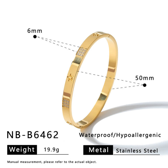 Women's Stainless Steel Bracelet With 18K Gold Vacuum Plating Heart And Rhombus Design Zircon Rhinestone Accents