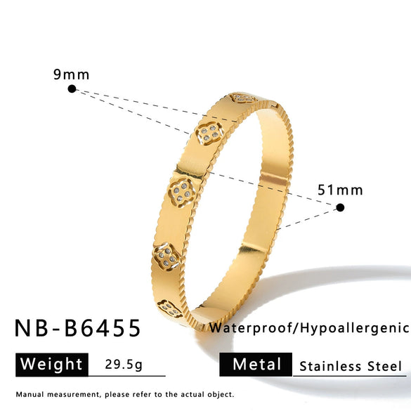 Women's Stainless Steel Bracelet With 18K Gold Vacuum Plating Heart And Rhombus Design Zircon Rhinestone Accents