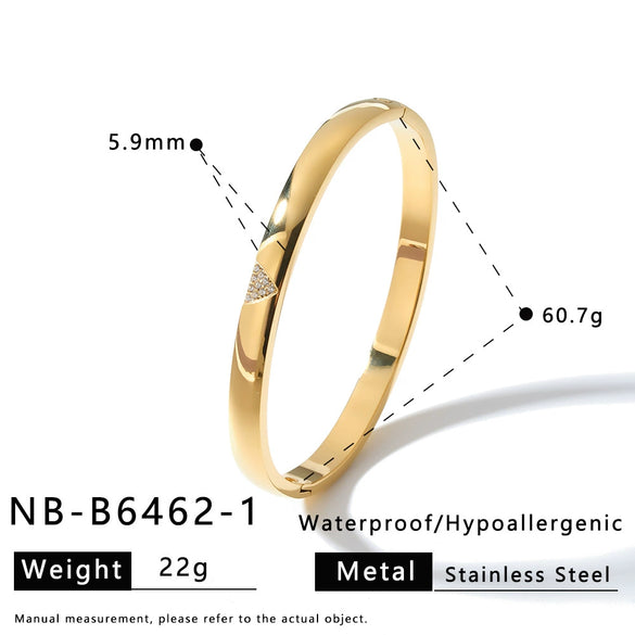Women's Stainless Steel Bracelet With 18K Gold Vacuum Plating Heart And Rhombus Design Zircon Rhinestone Accents