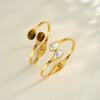 Women's Stainless Steel Bracelet With 18K Gold Vacuum Plating Imitation Pearl And Tiger Eye Inlay Non Fading Fashion Accessory