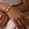 Women's Stainless Steel Bracelet With 18K Gold Vacuum Plating Pearl And Rhinestone Accents And Heart Shaped Geometric Design