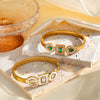 Women's Stainless Steel Bracelet With 18K Gold Vacuum Plating Zircon And White Shell Inlay Simple Non Fading Jewelry
