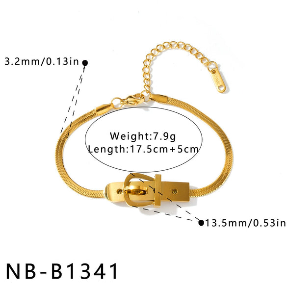 Women's Stainless Steel Bracelet With 18K Vacuum Plating And Floral Geometric Pattern
