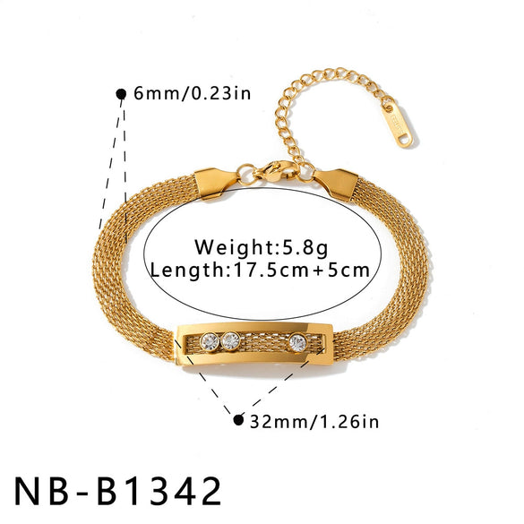 Women's Stainless Steel Bracelet With 18K Vacuum Plating And Floral Geometric Pattern