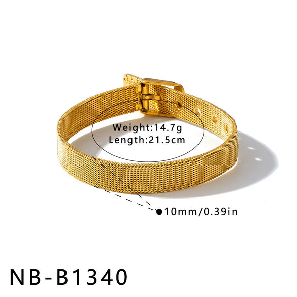 Women's Stainless Steel Bracelet With 18K Vacuum Plating And Floral Geometric Pattern