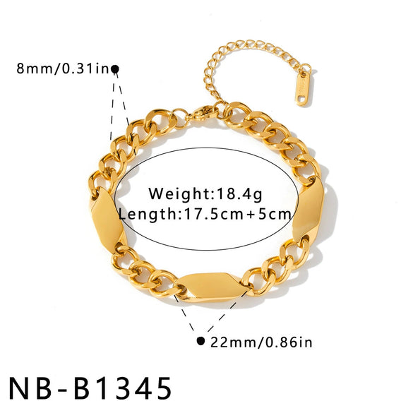 Women's Stainless Steel Bracelet With 18K Vacuum Plating And Floral Geometric Pattern