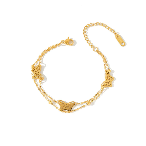 Women's Stainless Steel Bracelet With 18K Vacuum Plating Hollow Butterfly Geometric Design Light Luxury Fashion Jewelry