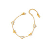 Women's Stainless Steel Bracelet With 18K Vacuum Plating White Shell Inlay Geometric Heart Pattern And Hollow Heart Design