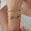 Women's Stainless Steel Bracelet With Natural Tiger's Eye And Lapis Lazuli Geometric Design Hypoallergenic Jewelry