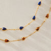 Women's Stainless Steel Bracelet With Natural Tiger's Eye And Lapis Lazuli Geometric Design Hypoallergenic Jewelry