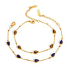 Women's Stainless Steel Bracelet With Natural Tiger's Eye And Lapis Lazuli Geometric Design Hypoallergenic Jewelry