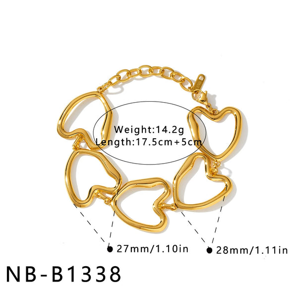 Women's Stainless Steel Bracelet With Water Drop Heart Design Geometric Style Vacuum Plated Jewelry