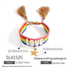 Women's Stainless Steel Braided Adjustable Bracelet With Rainbow Love Tassel Electroplating Design