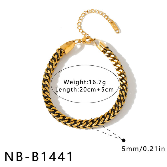 Women's Stainless Steel Braided Rope Bracelet With Geometric Design And 18K Vacuum Plated Finish Fashion Jewelry