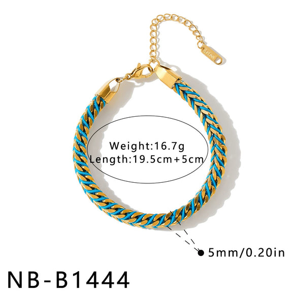 Women's Stainless Steel Braided Rope Bracelet With Geometric Design And 18K Vacuum Plated Finish Fashion Jewelry