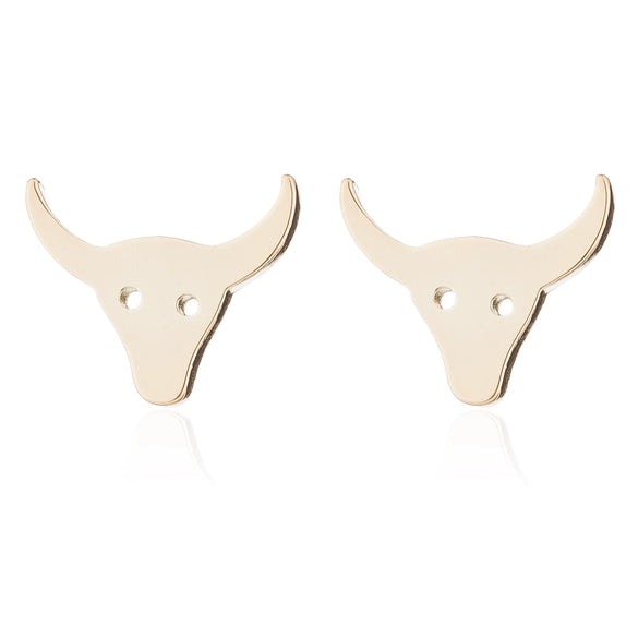 Women's Stainless Steel Bull Head Zodiac Earrings With Electroplated Finish Minimalist Animal Jewelry