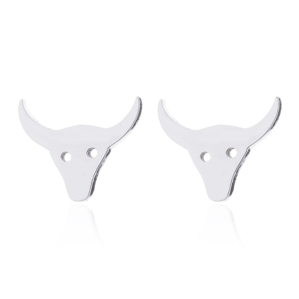 Women's Stainless Steel Bull Head Zodiac Earrings With Electroplated Finish Minimalist Animal Jewelry