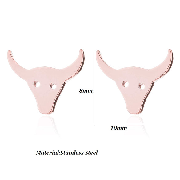 Women's Stainless Steel Bull Head Zodiac Earrings With Electroplated Finish Minimalist Animal Jewelry