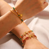 Women's Stainless Steel Butterfly Beaded Bracelet With Natural Stone Electroplated Animal Geometric Design