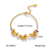 Women's Stainless Steel Butterfly Beaded Bracelet With Natural Stone Electroplated Animal Geometric Design