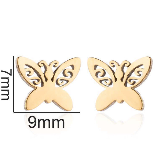 Women's Stainless Steel Butterfly Earrings With Electroplated Insect Design Simple Stylish Animal Fashion Jewelry