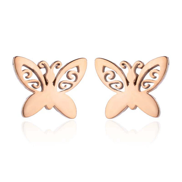 Women's Stainless Steel Butterfly Earrings With Electroplated Insect Design Simple Stylish Animal Fashion Jewelry