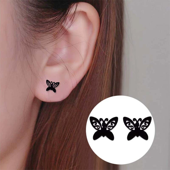 Women's Stainless Steel Butterfly Earrings With Electroplated Insect Design Simple Stylish Animal Fashion Jewelry