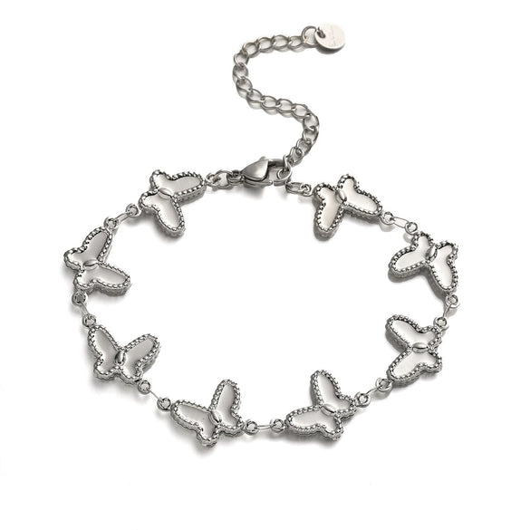 Women's Stainless Steel Butterfly Geometric Style Electroplated Bracelet Hand Jewelry