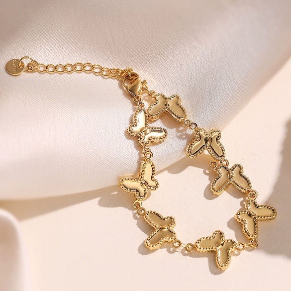 Women's Stainless Steel Butterfly Geometric Style Electroplated Bracelet Hand Jewelry