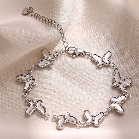 Women's Stainless Steel Butterfly Geometric Style Electroplated Bracelet Hand Jewelry