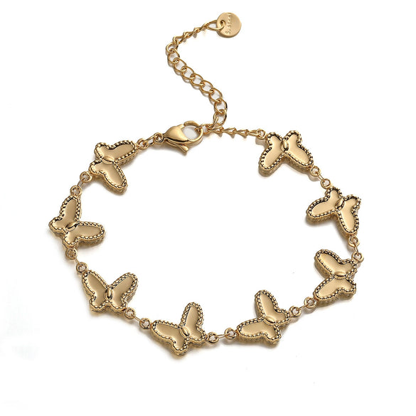 Women's Stainless Steel Butterfly Geometric Style Electroplated Bracelet Hand Jewelry