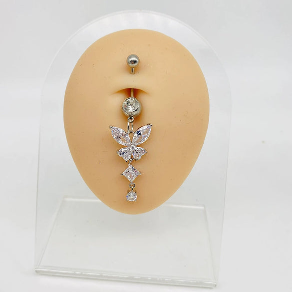 Women's Stainless Steel Butterfly Heart Tree Of Life Navel Ring Piercing Jewelry Electroplated