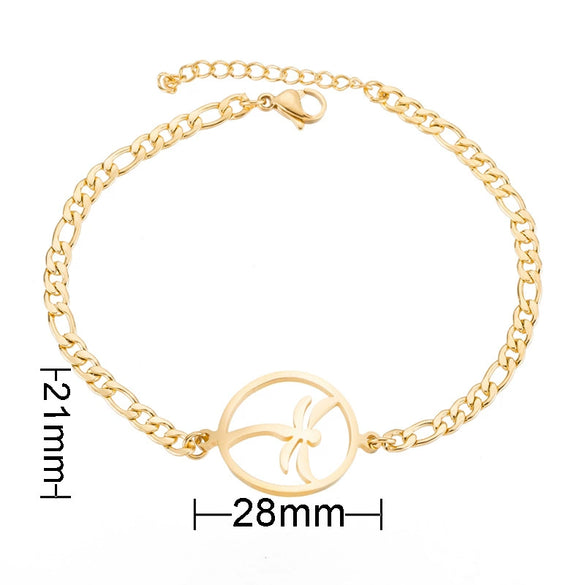Women's Stainless Steel Butterfly Snowflake Elephant Love Couple Moon Star Bracelet With Electroplating Patterned With Animals And Zodiac