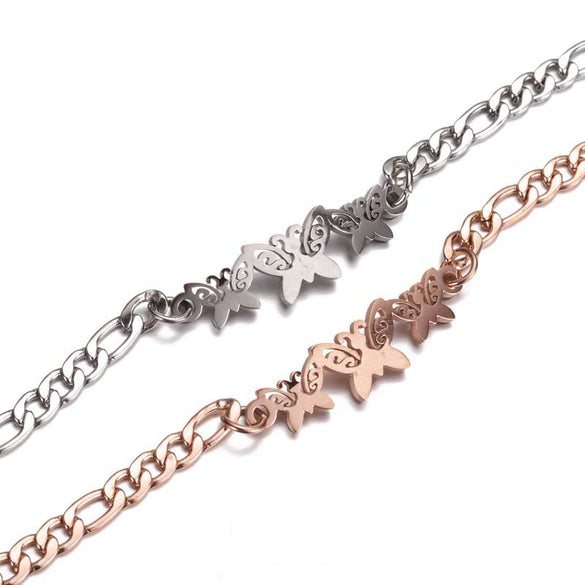 Women's Stainless Steel Butterfly Snowflake Elephant Love Couple Moon Star Bracelet With Electroplating Patterned With Animals And Zodiac