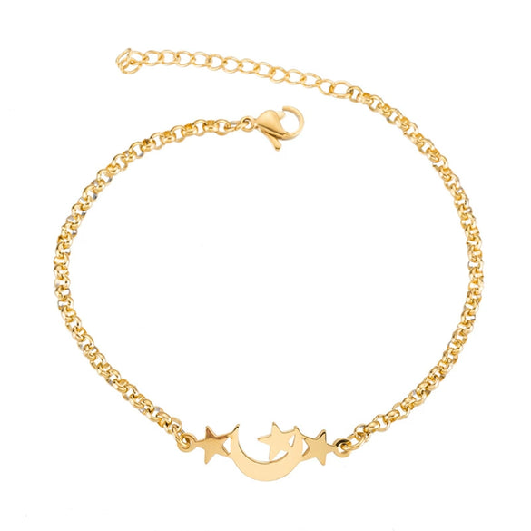 Women's Stainless Steel Butterfly Snowflake Elephant Love Couple Moon Star Bracelet With Electroplating Patterned With Animals And Zodiac