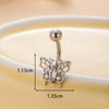 Women's Stainless Steel Butterfly Zircon Belly Button Ring Electroplated Fashion Abdominal Puncture Jewelry