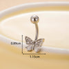 Women's Stainless Steel Butterfly Zircon Belly Button Ring Electroplated Fashion Abdominal Puncture Jewelry