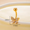 Women's Stainless Steel Butterfly Zircon Belly Button Ring Electroplated Fashion Abdominal Puncture Jewelry