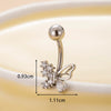 Women's Stainless Steel Butterfly Zircon Belly Button Ring Electroplated Fashion Abdominal Puncture Jewelry