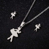 Women's Stainless Steel Cartoon Ballet Girl Jewelry Set With Electroplated Necklace And Earrings