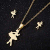 Women's Stainless Steel Cartoon Ballet Girl Jewelry Set With Electroplated Necklace And Earrings