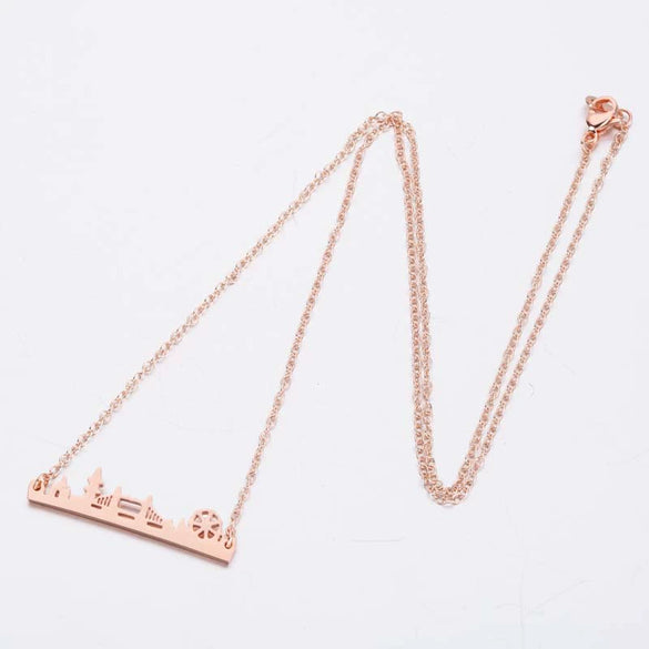 Women's Stainless Steel Cartoon Character Pendant Necklace With Electroplated Finish And Ochain Design