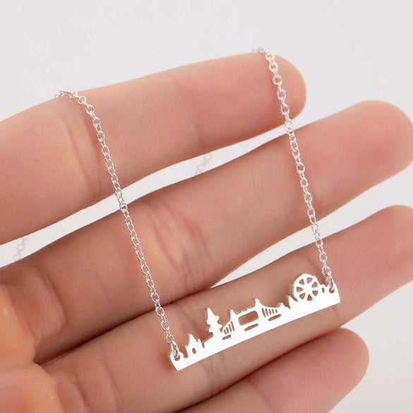 Women's Stainless Steel Cartoon Character Pendant Necklace With Electroplated Finish And Ochain Design