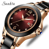 Women's Stainless Steel Case Ceramic Strap Round Dial Fashion Watch