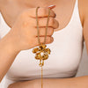 Women's Stainless Steel Cast Flower 18K Gold Plated Necklace With Pearl And Twist Chain New Fashionable Simple Design