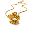 Women's Stainless Steel Cast Flower 18K Gold Plated Necklace With Pearl And Twist Chain New Fashionable Simple Design